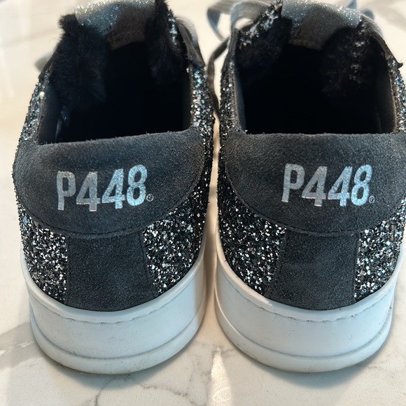 P448 John Shaka black glitter tweed low top sneaker size 40 - Picture 5 of 8